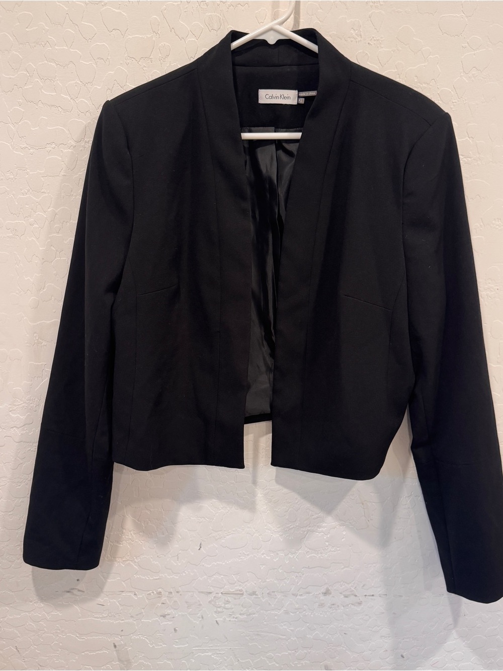Calvin Klein Black Open-Front Cropped Blazer Womens XL Business Casual Office
